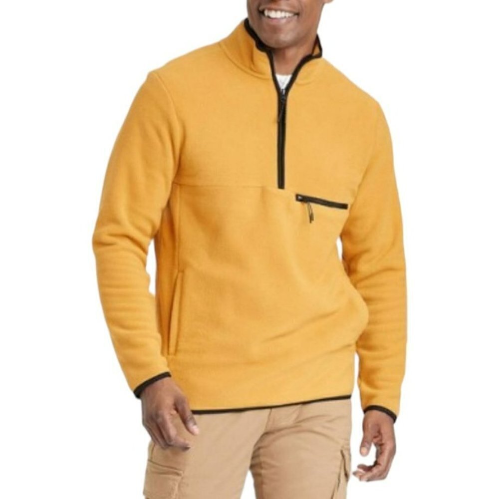 Men's Polar Fleece High Neck 1/2 zip Sweatshirt | Goodfellow | Small